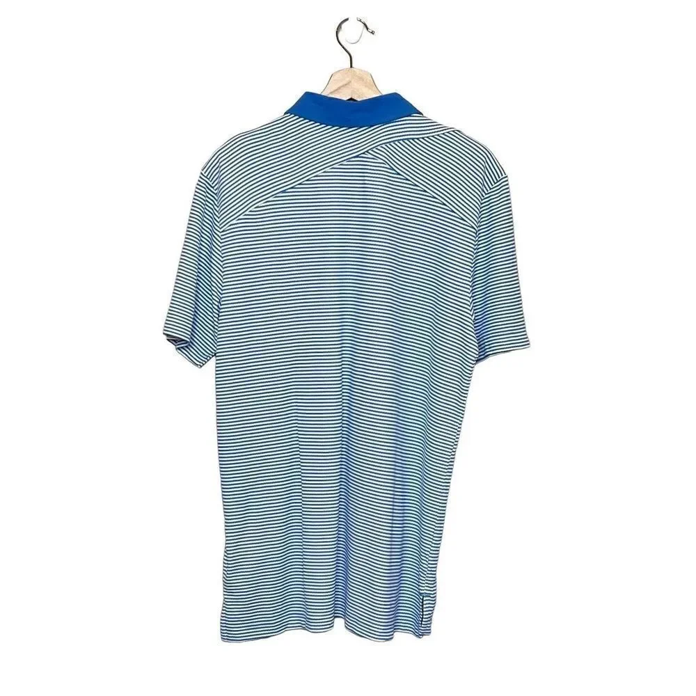 Adidas climachill blue tonal striped golf polo shirt size M